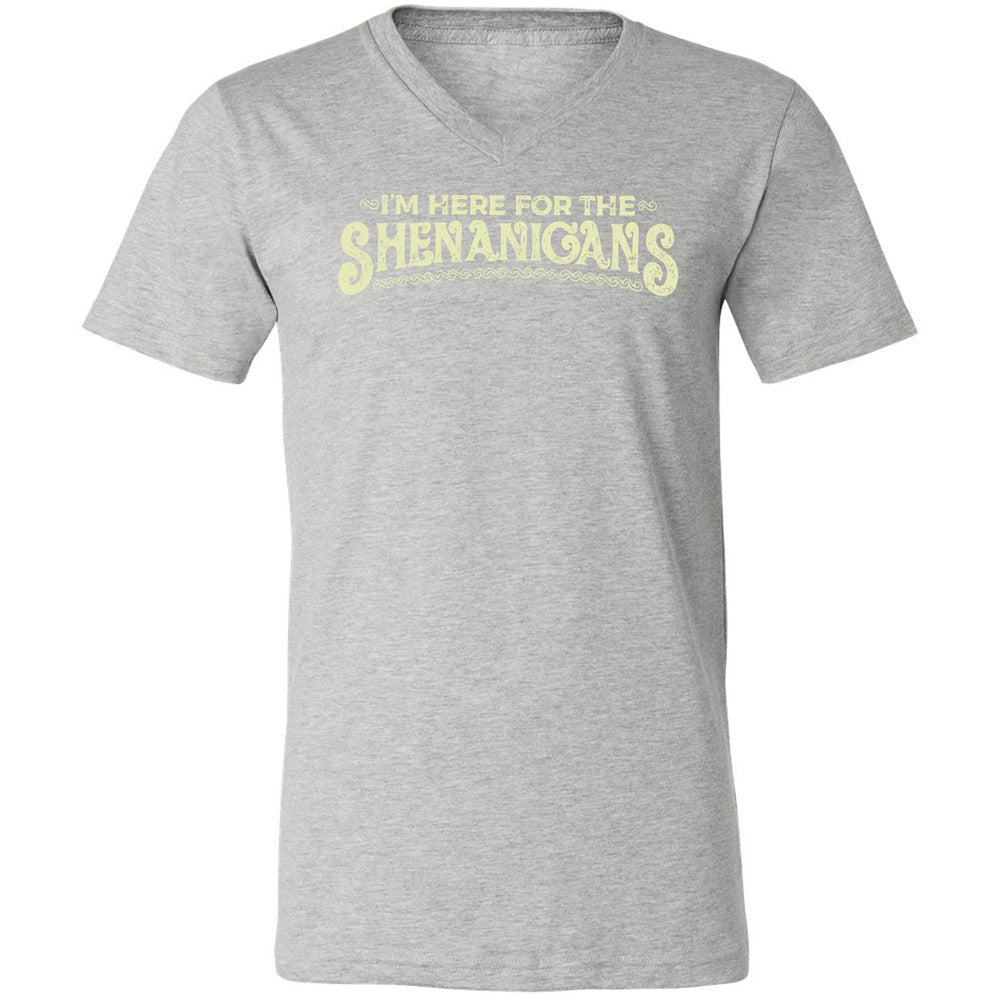 Here For The Shenanigans Unisex V-Neck T-Shirt - Athletic Heather - 7