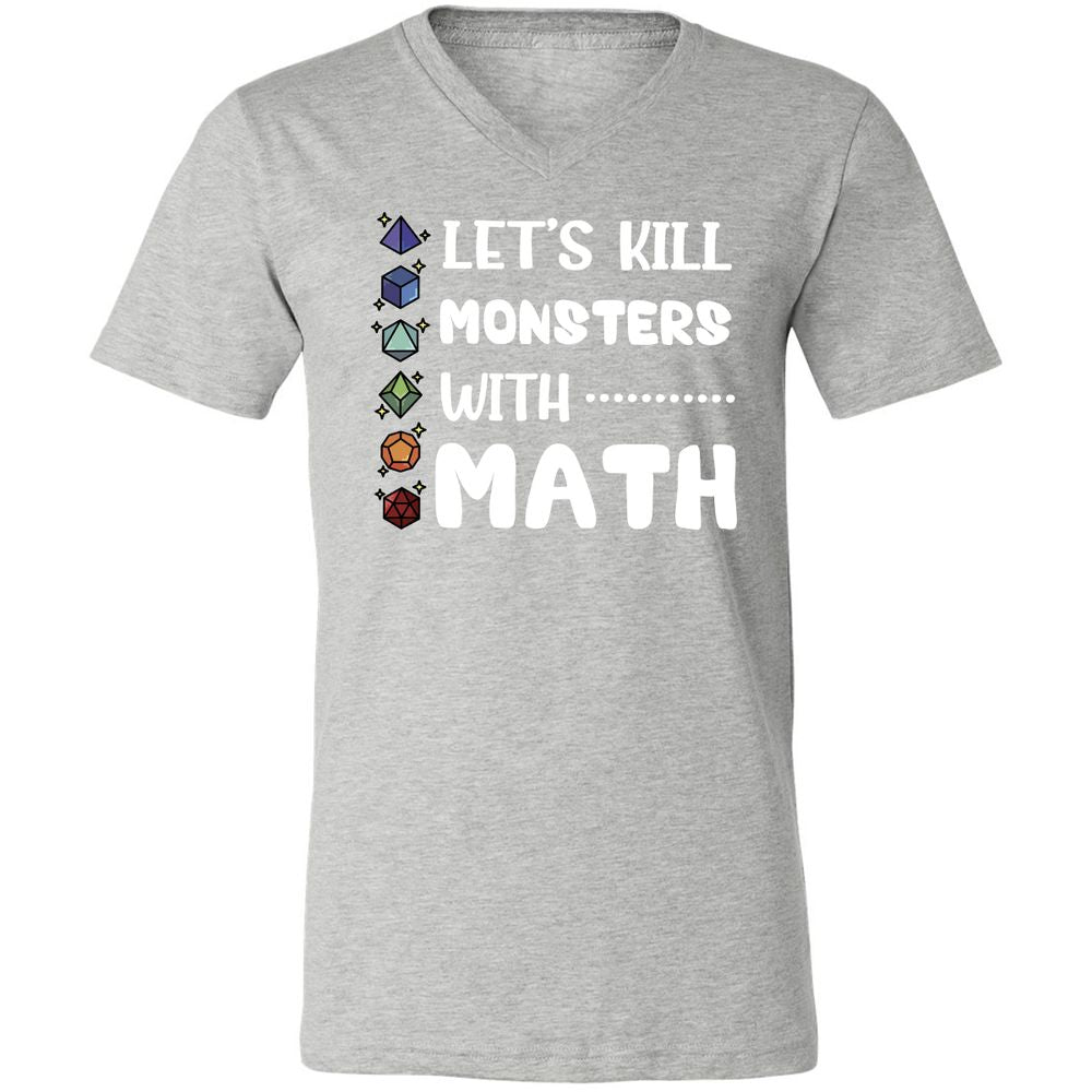 Let's Kill Monsters With Math Unisex V-Neck T-Shirt - Athletic Heather - 7