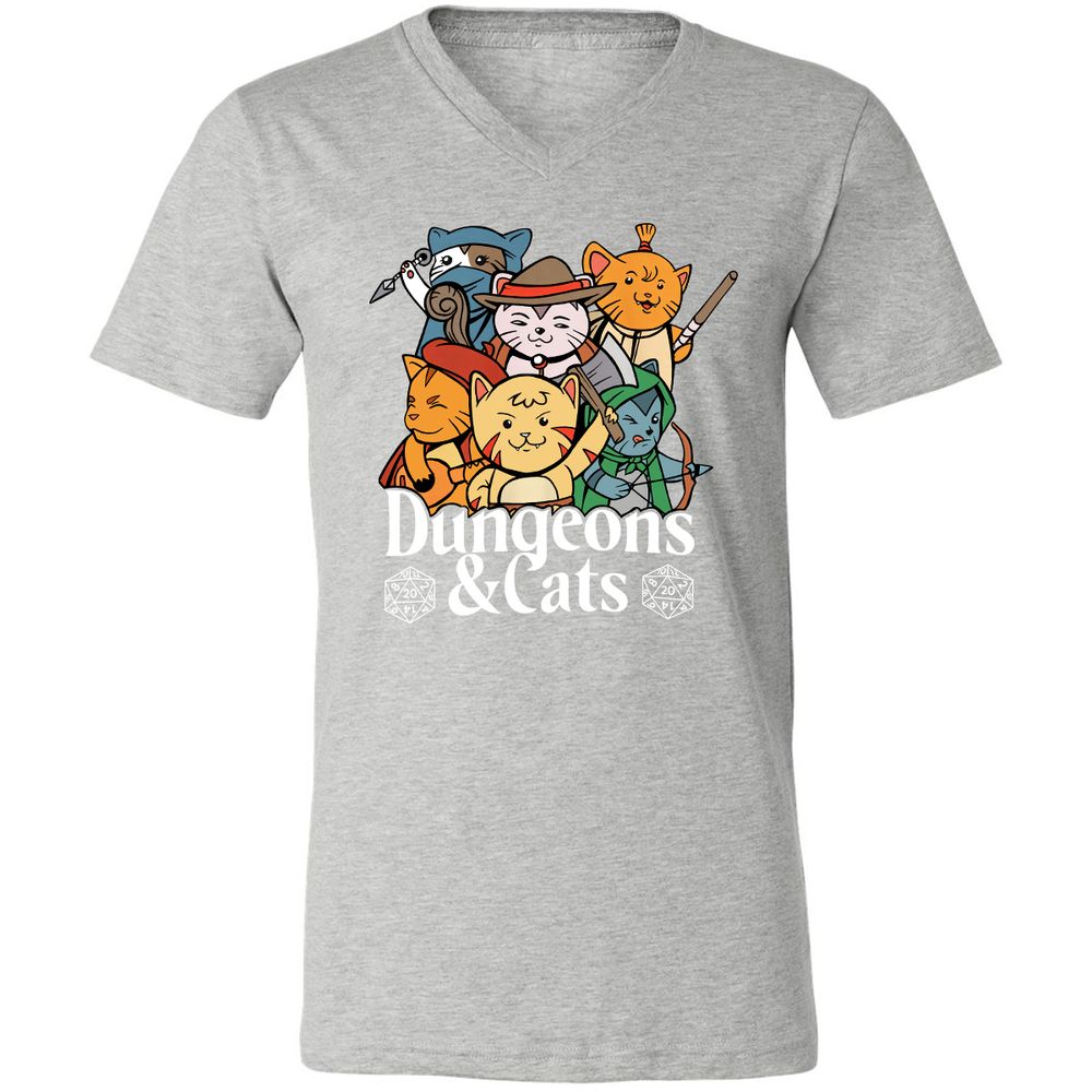 Dungeons & Cats Unisex V-Neck T-Shirt - Athletic Heather - 7