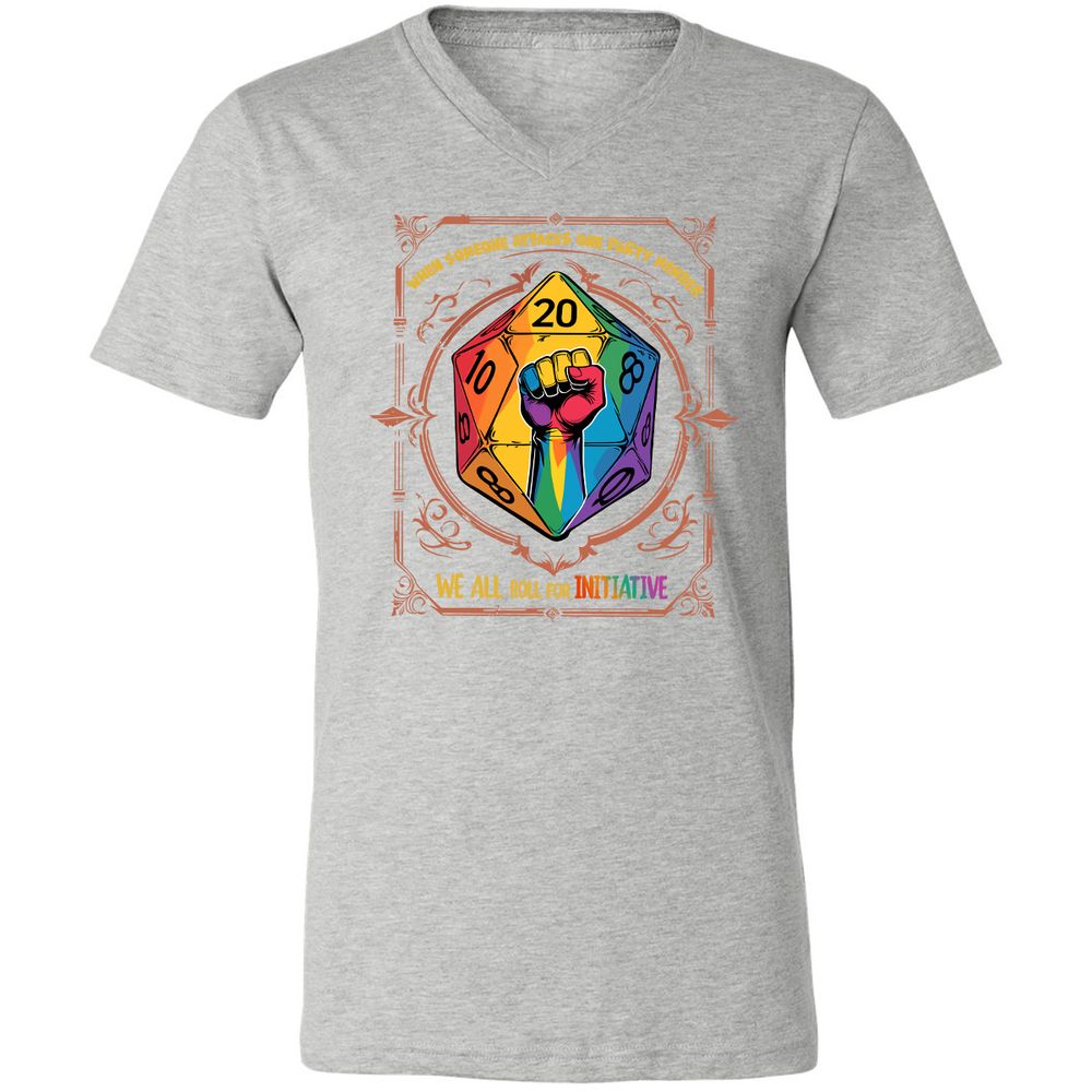 Roll For Initiative Unisex V-Neck T-Shirt - Athletic Heather - 7