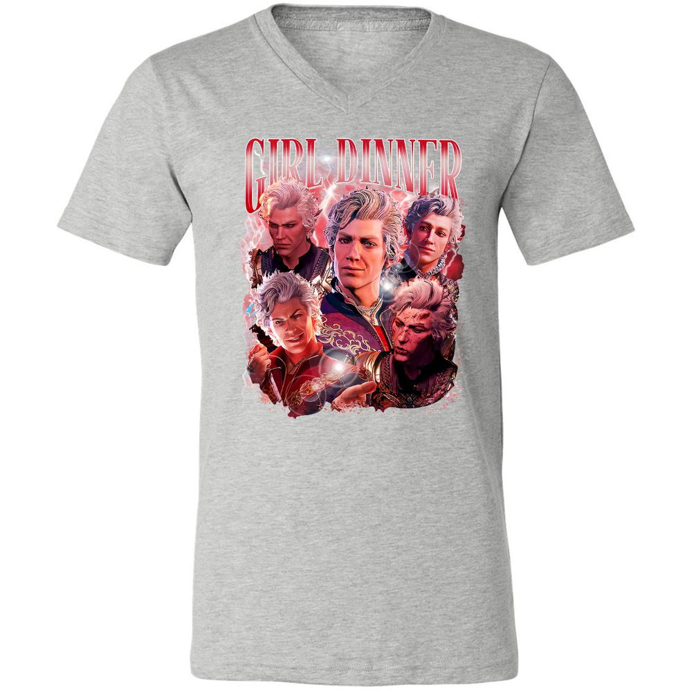 Astarion Girl Dinner Unisex V-Neck T-Shirt - Athletic Heather - 7