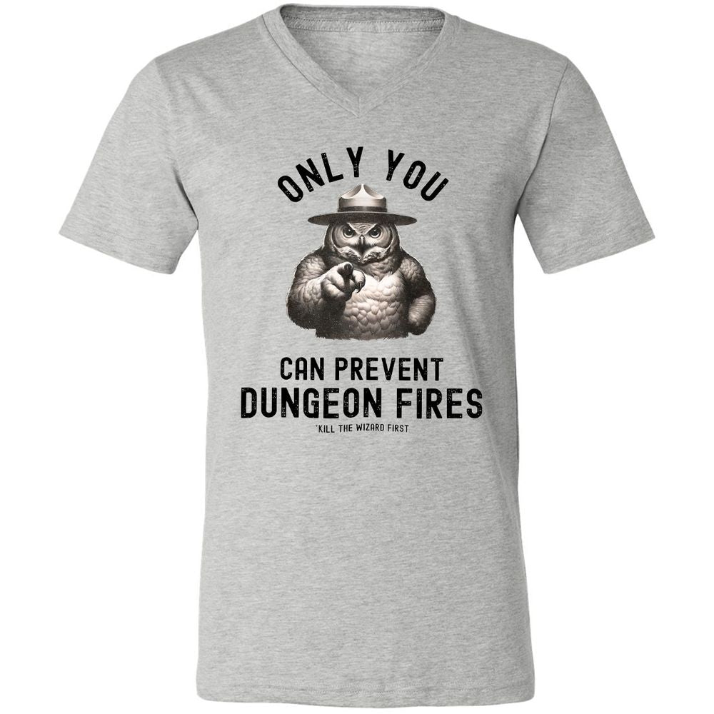 Only You Can Prevent Dungeon Fires Unisex V-Neck T-Shirt - Athletic Heather - 7
