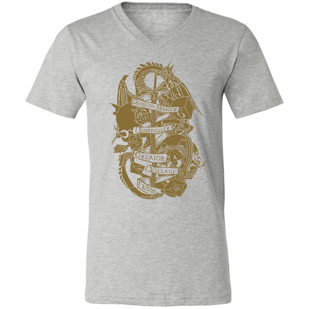 Dungeon Master Dragon Unisex V-Neck T-Shirt - Athletic Heather - 7