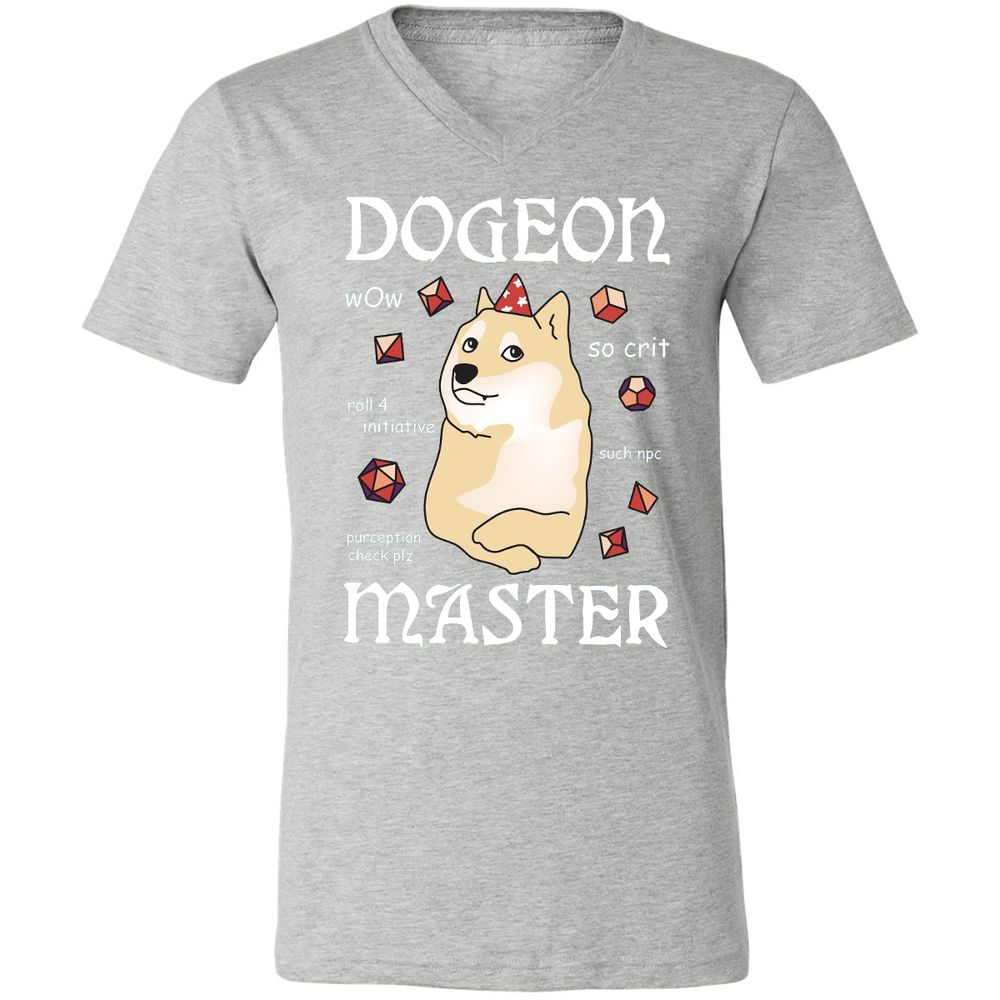 Dogeon Master Unisex V-Neck T-Shirt - Athletic Heather - 7