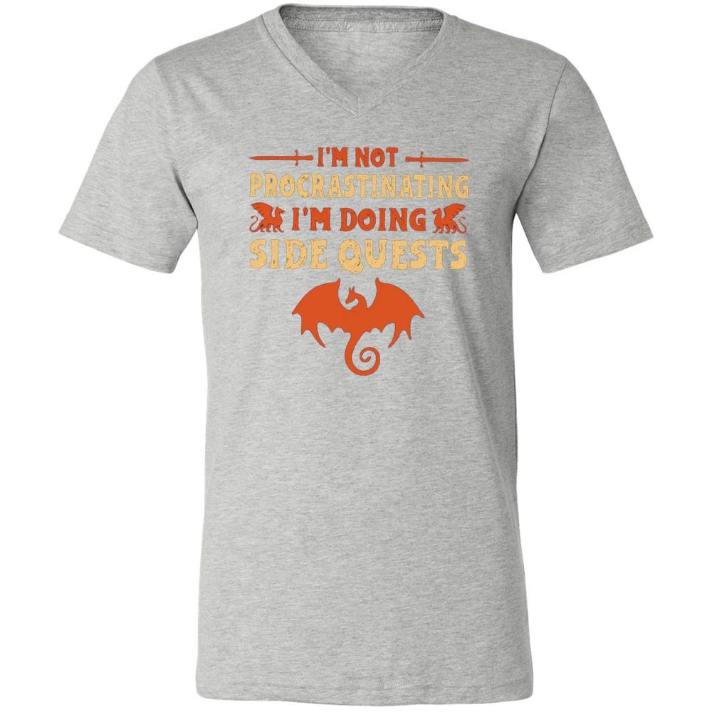 I'm Doing Side Quests Unisex V-Neck T-Shirt - Athletic Heather - 7