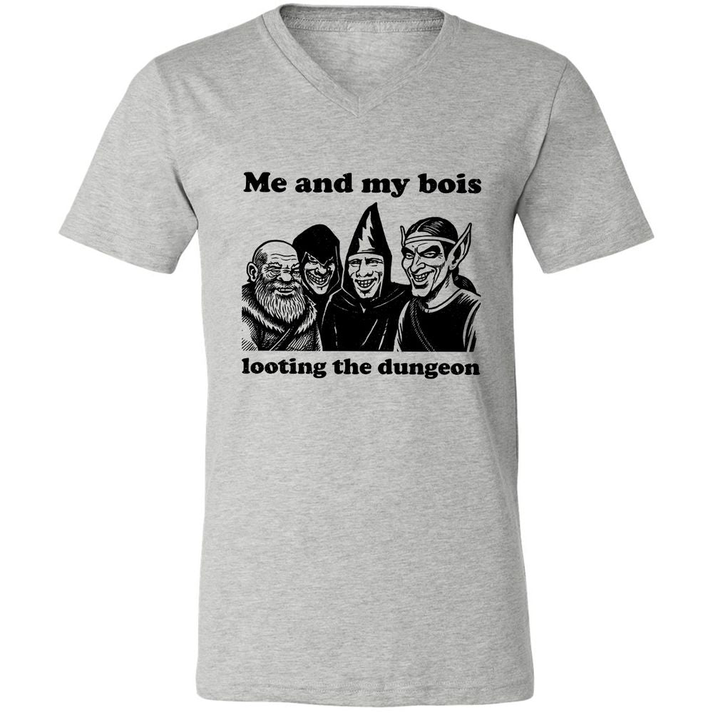 Me and my bois looting the dungeon Unisex V-Neck T-Shirt - Athletic Heather - 7