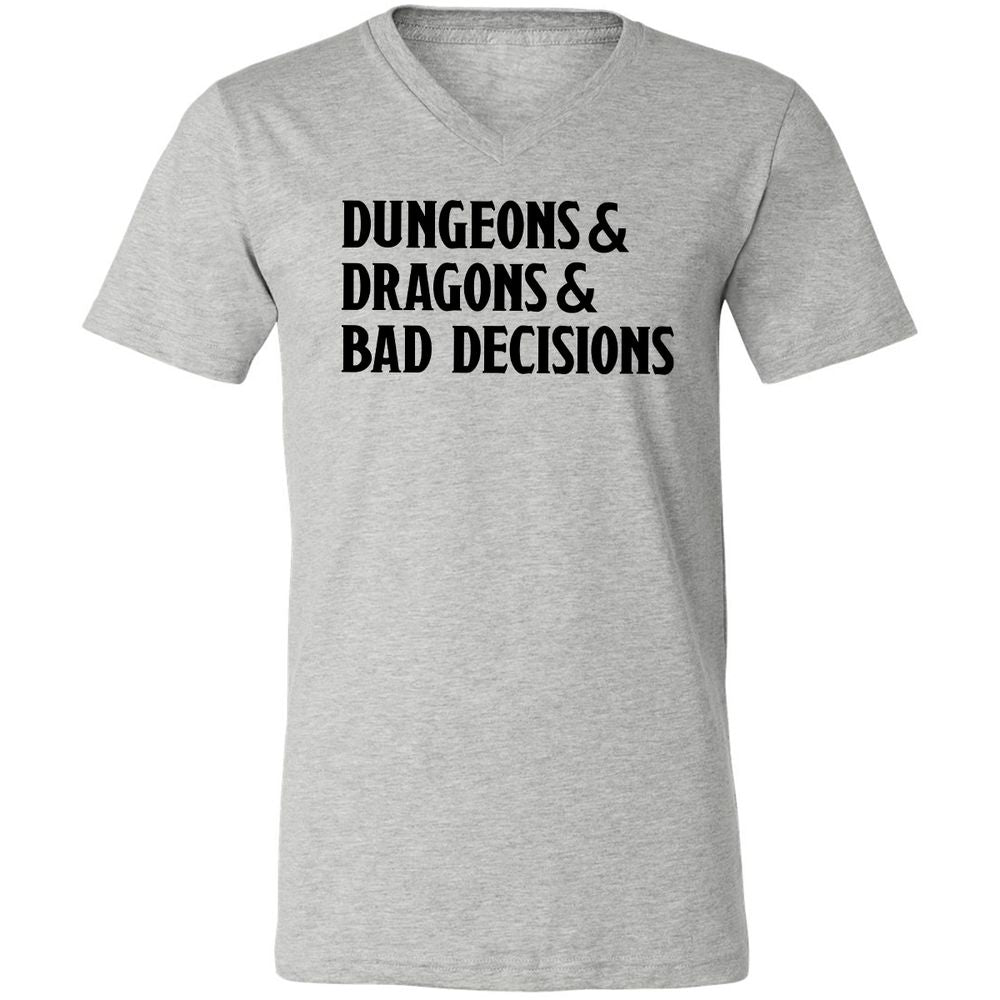 Bad Decisions Unisex V-Neck T-Shirt - Athletic Heather - 7