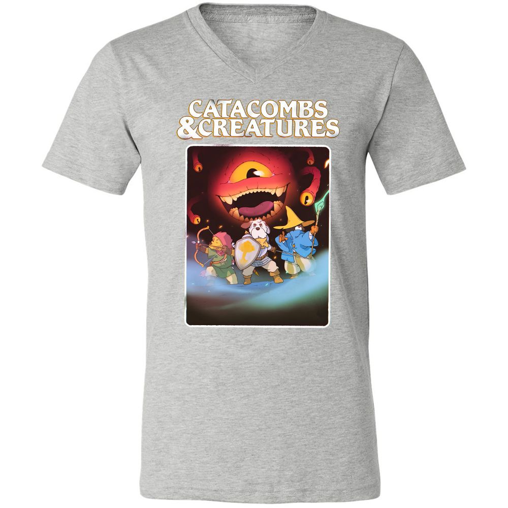 Catacombs & Creatures Unisex V-Neck T-Shirt - Athletic Heather - 7
