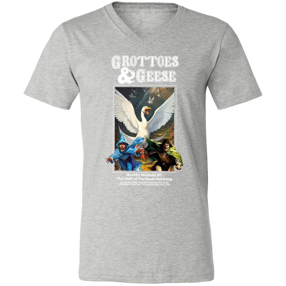 Grottoes & Geese Unisex V-Neck T-Shirt - Athletic Heather - 7