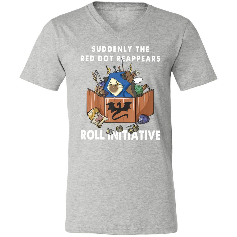Suddenly The Red Dot Reappears Roll Initiative Unisex V-Neck T-Shirt - Athletic Heather - 7