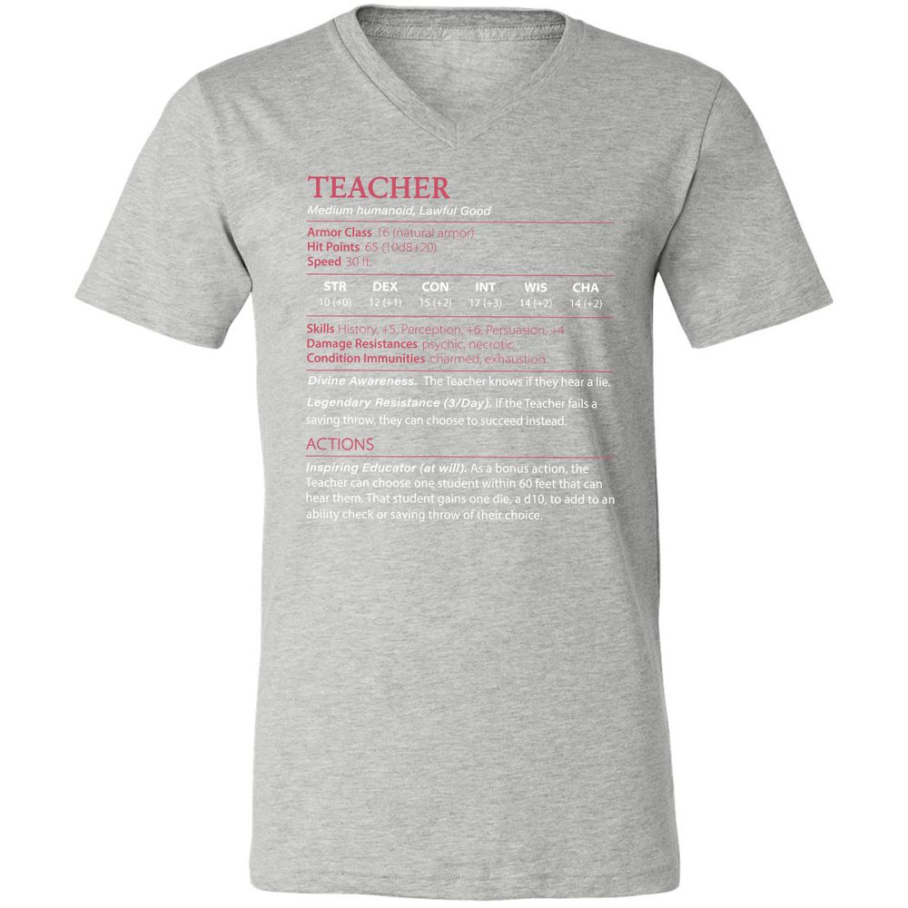 Teacher Unisex V-Neck T-Shirt - Athletic Heather - 7