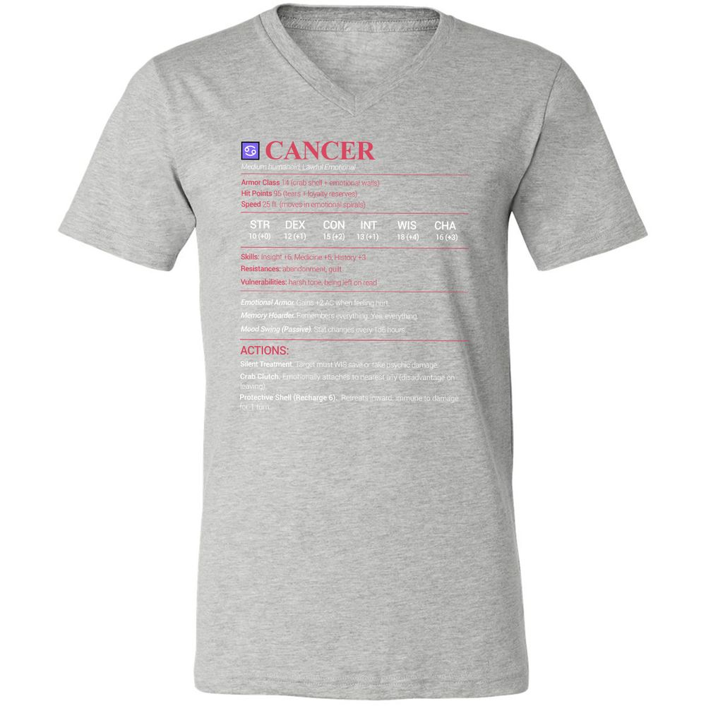 Cancer Stats Unisex V-Neck T-Shirt - Athletic Heather - 7
