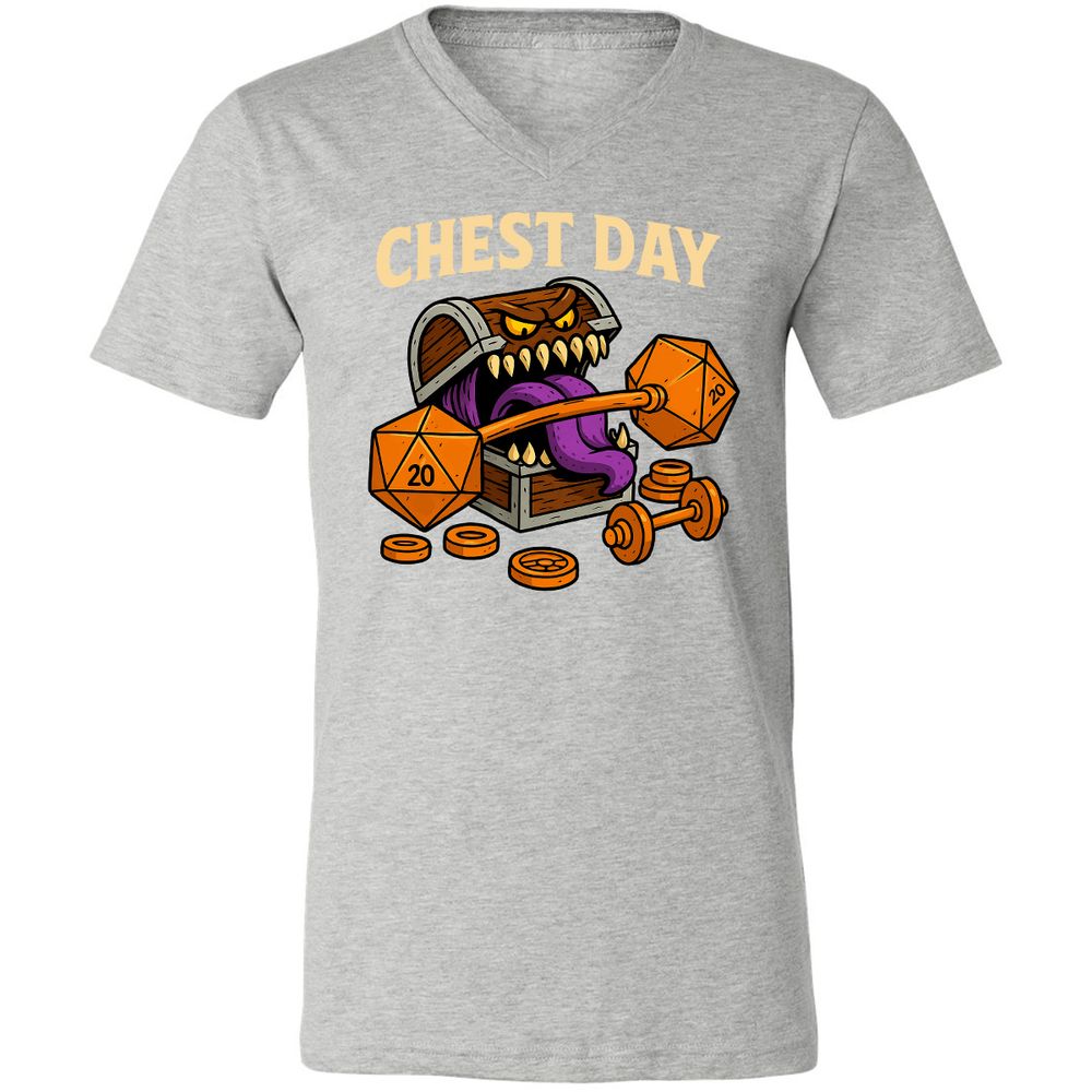 Chest Day Unisex V-Neck T-Shirt - Athletic Heather - 7