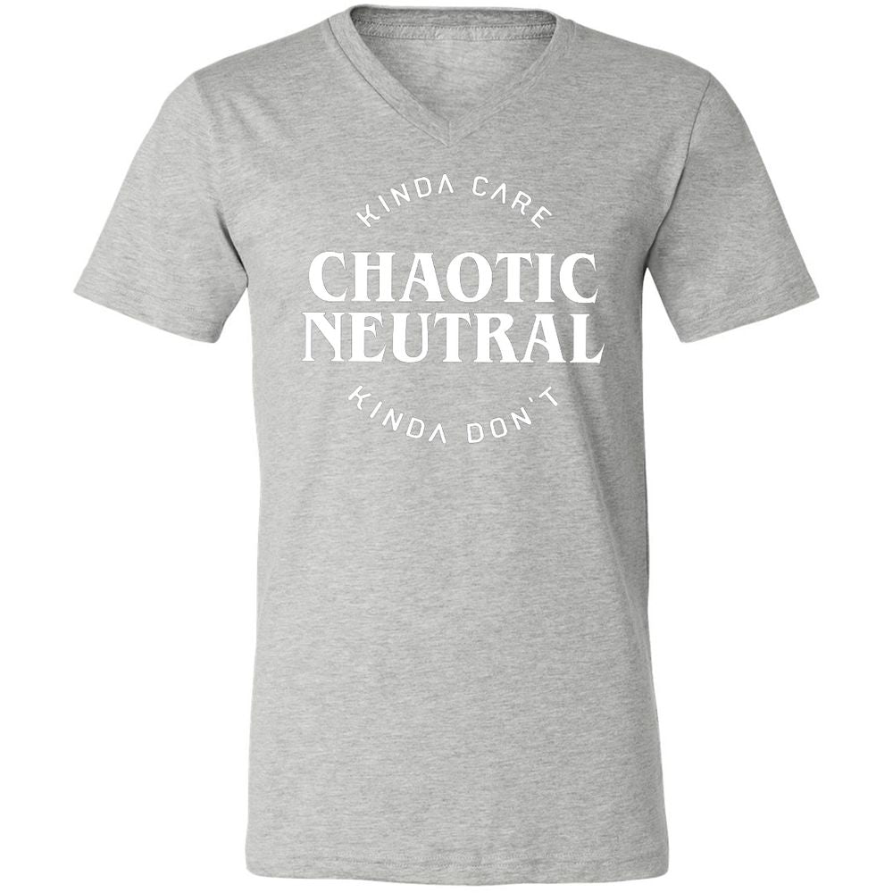 Chaotic Neutral Alignment Kinda Care Kinda Don't Unisex V-Neck T-Shirt - Athletic Heather - 7