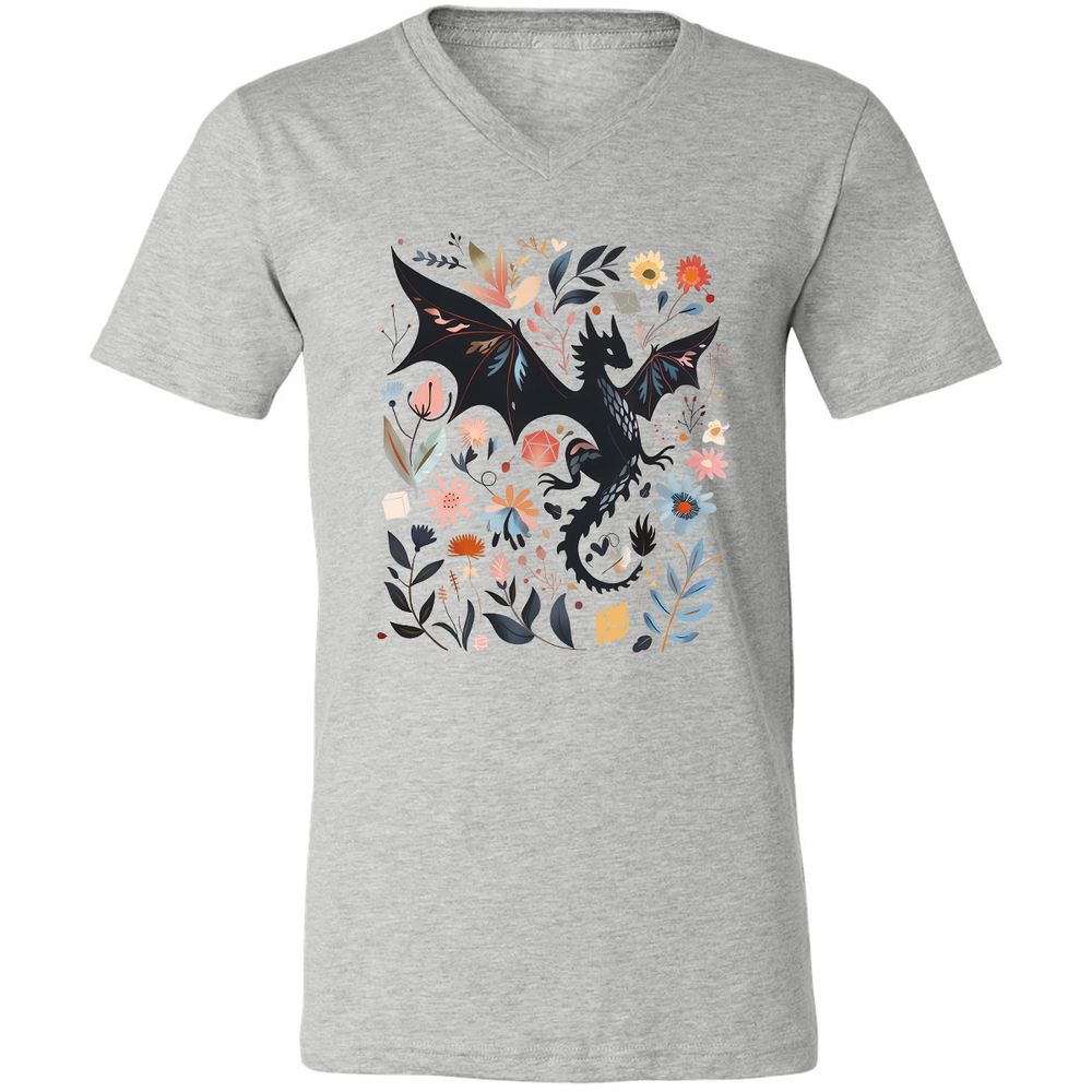 Floral DnD Dragon - Athletic Heather - 7