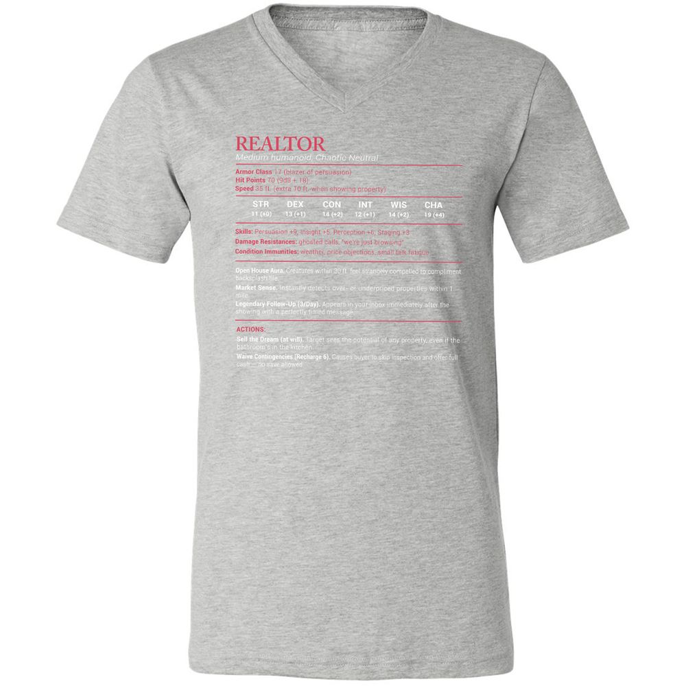 Realtor Stats Unisex V-Neck T-Shirt - Athletic Heather - 7
