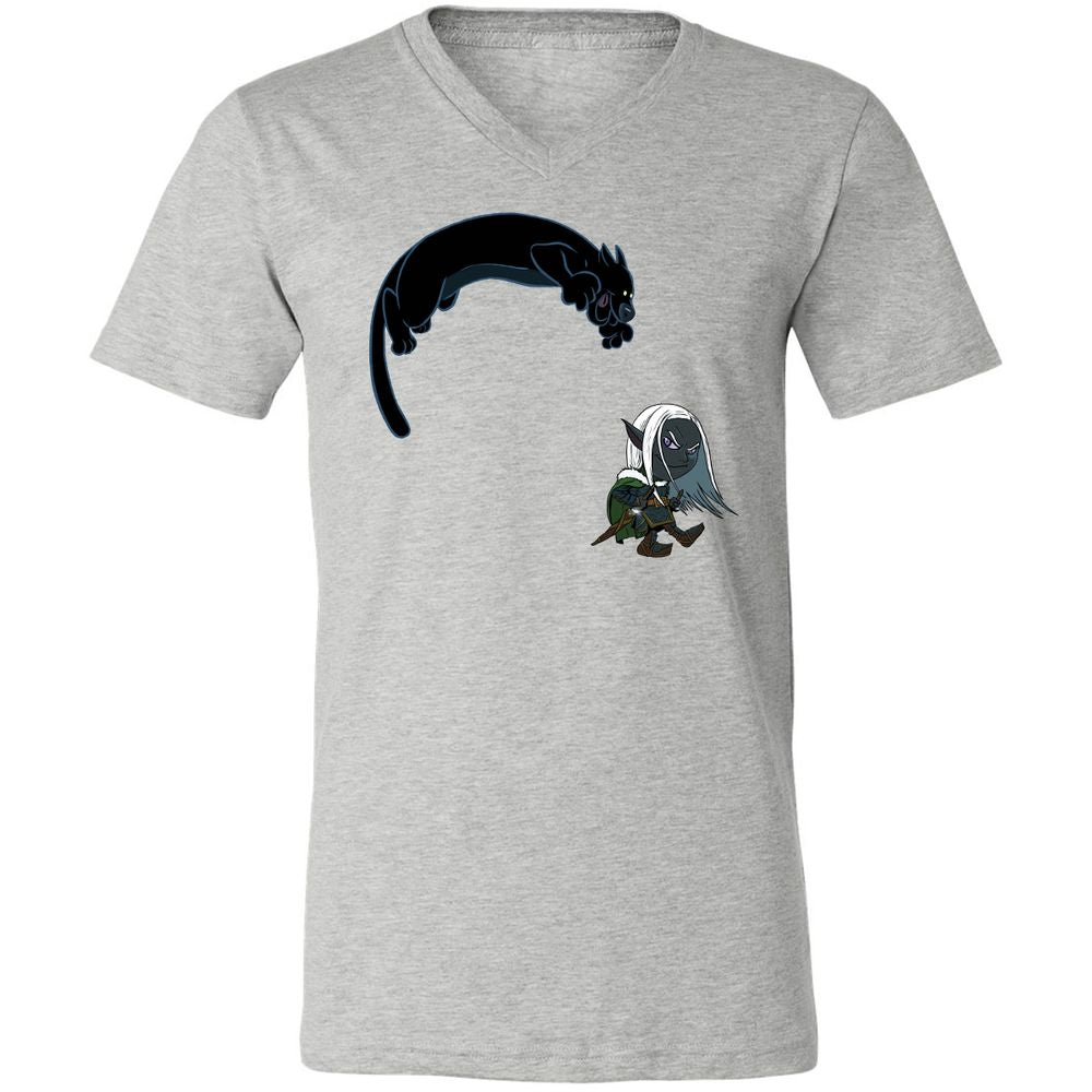 Drizzt And Guenhwyvar Unisex V-Neck T-Shirt - Athletic Heather - 7