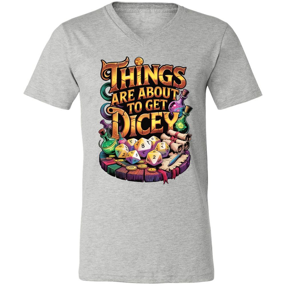 Things Are About To Get Dicey Unisex V-Neck T-Shirt - Athletic Heather - 7