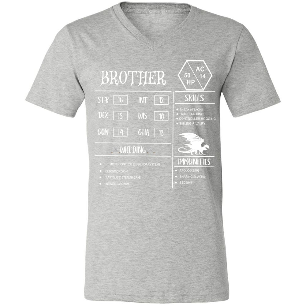 Brother Stats Unisex V-Neck T-Shirt - Athletic Heather - 7