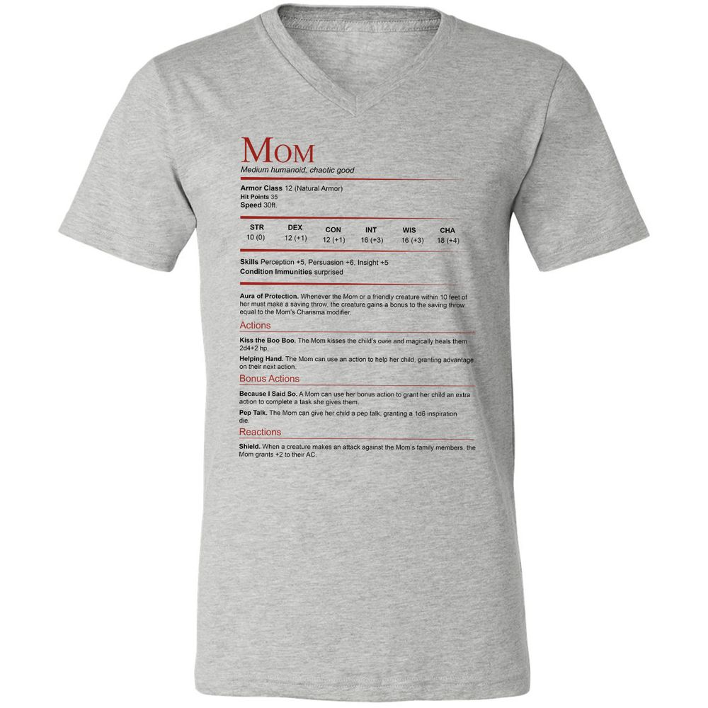 Mom Stats Unisex V-Neck T-Shirt - Athletic Heather - 7
