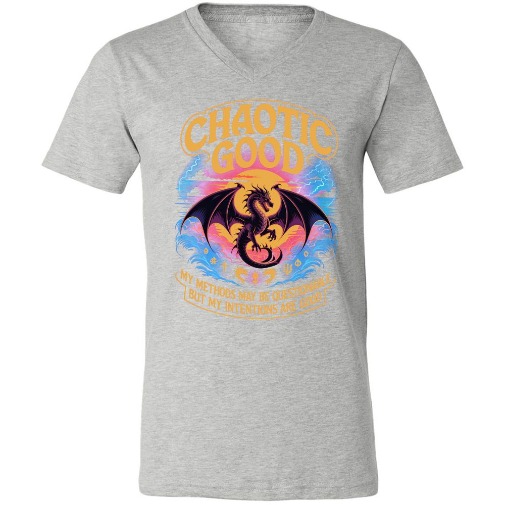 Chaotic Good Unisex V-Neck T-Shirt - Athletic Heather - 7