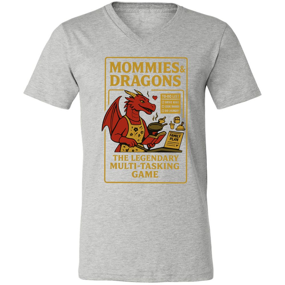 Mommies & Dragons Unisex V-Neck T-Shirt - Athletic Heather - 7