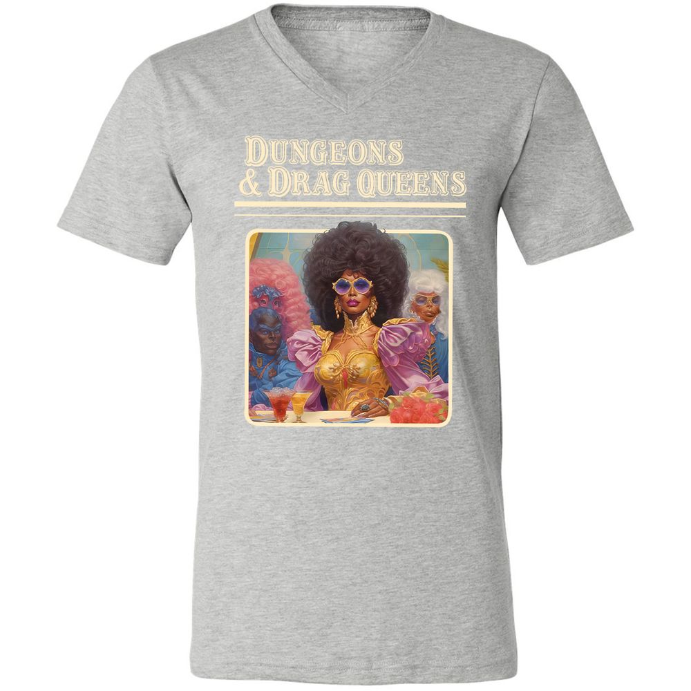 Dungeons & Drag Queens Unisex V-Neck T-Shirt - Athletic Heather - 7