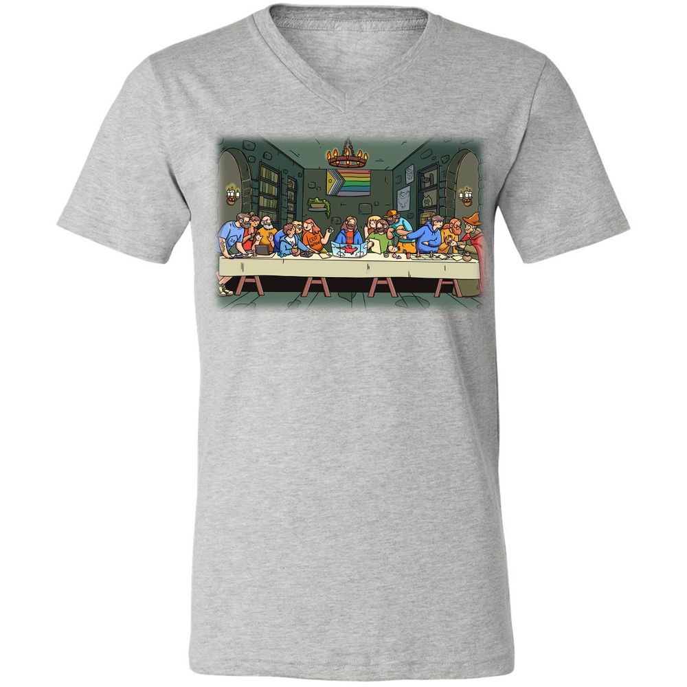 DnD Characters Pride Themed The Last Supper Shirt Unisex V-Neck T-Shirt - Athletic Heather - 7