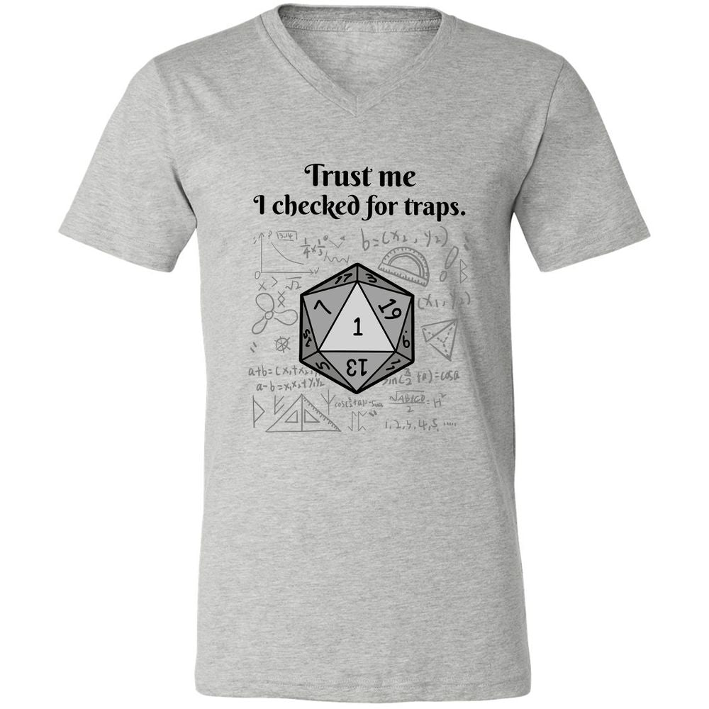 Trust me, I checked for traps. Unisex V-Neck T-Shirt - Athletic Heather - 7