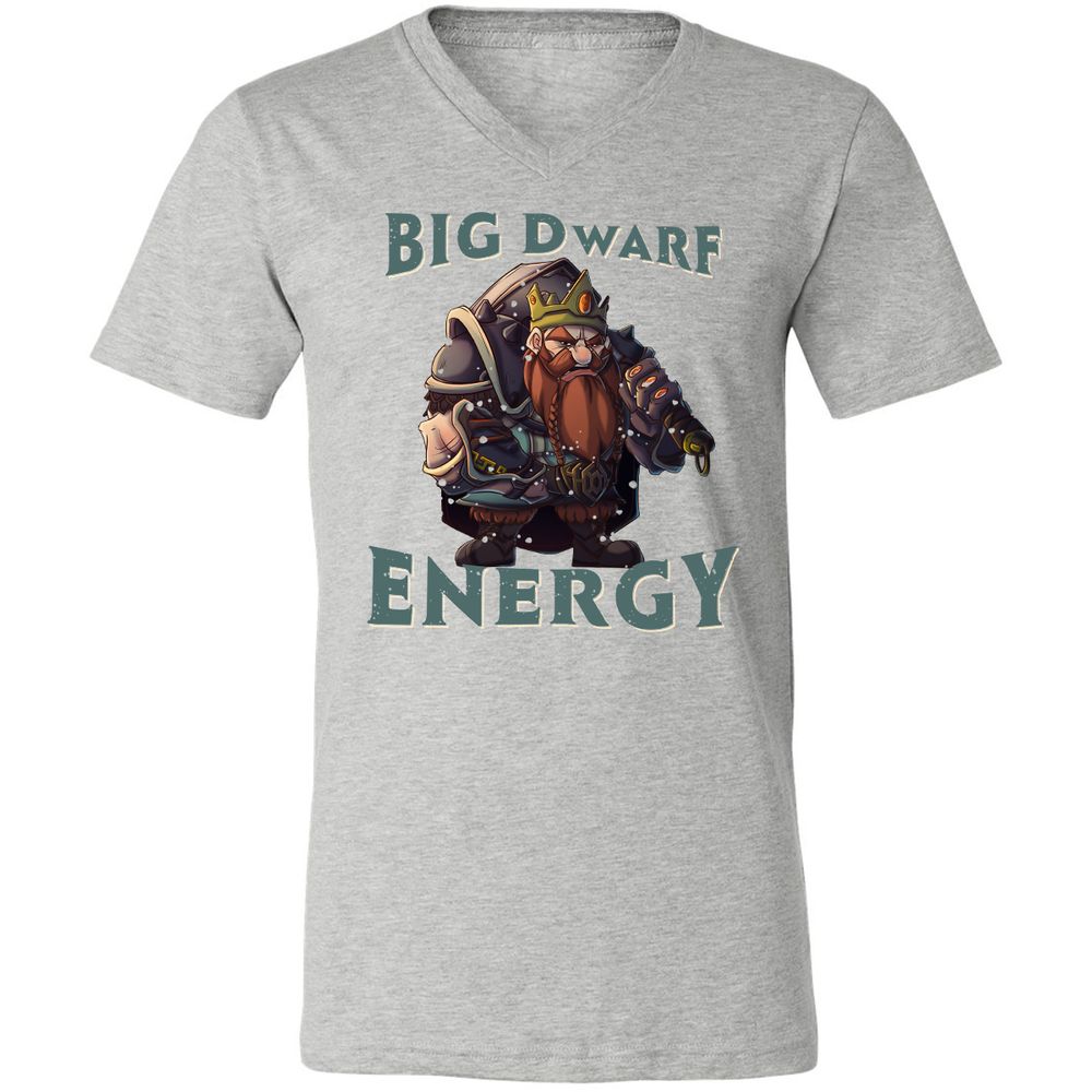 Big Dwarf Energy Unisex V-Neck T-Shirt - Athletic Heather - 7