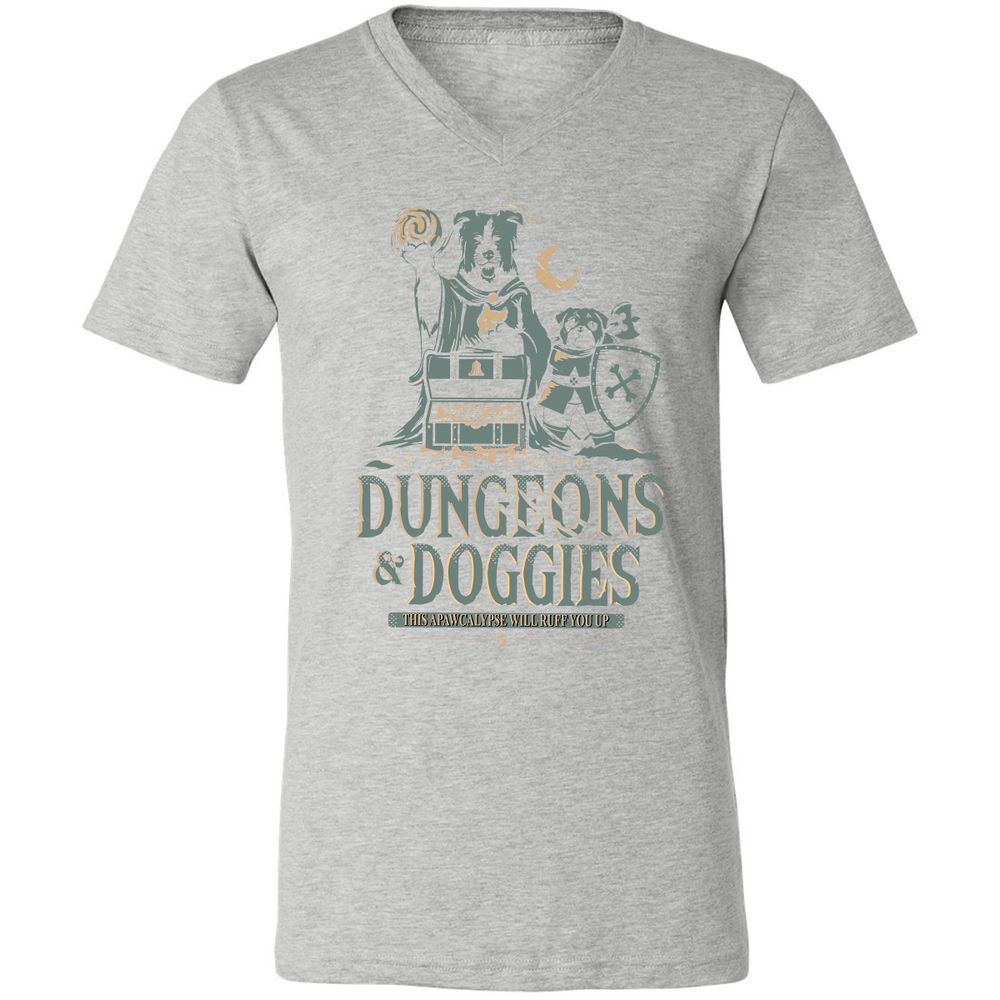 Dungeons & Doggies Unisex V-Neck T-Shirt - Athletic Heather - 7