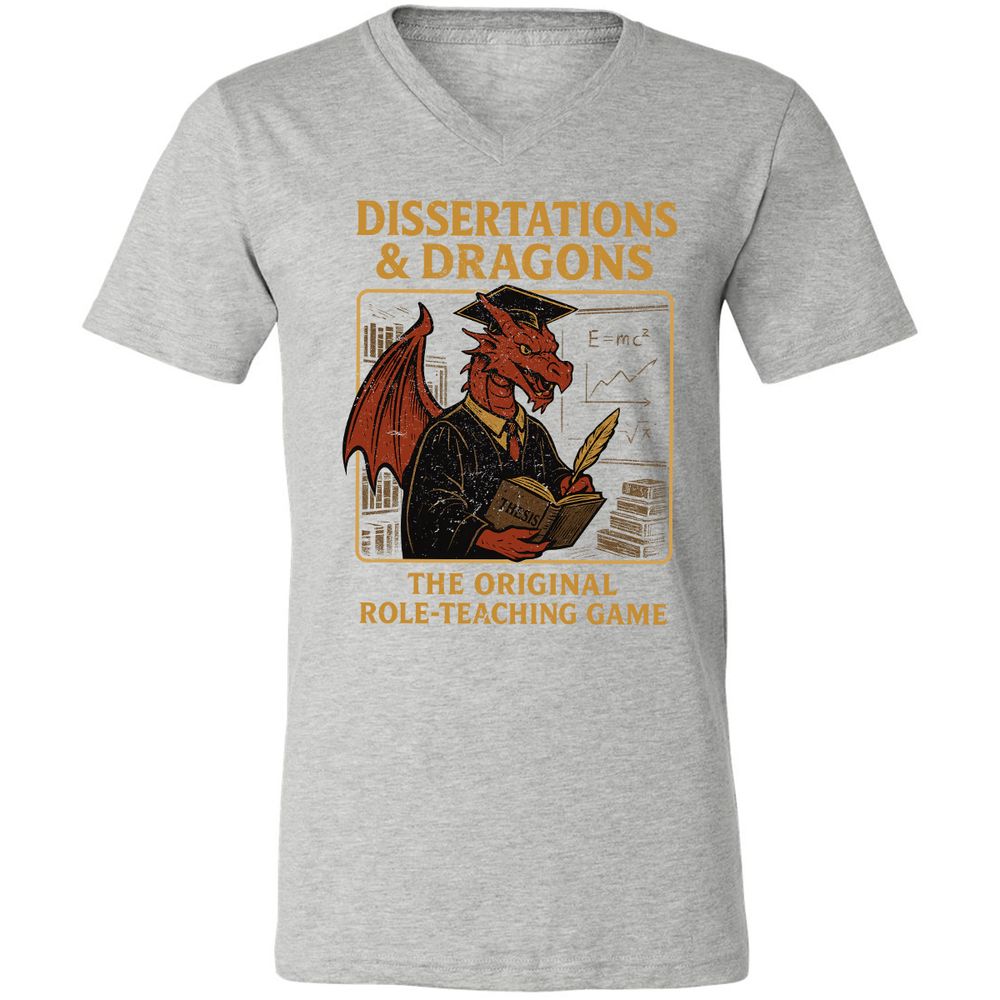Disserations & Dragons Unisex V-Neck T-Shirt - Athletic Heather - 7