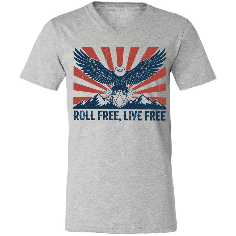 Roll Free, Live Free Unisex V-Neck T-Shirt - Athletic Heather - 7
