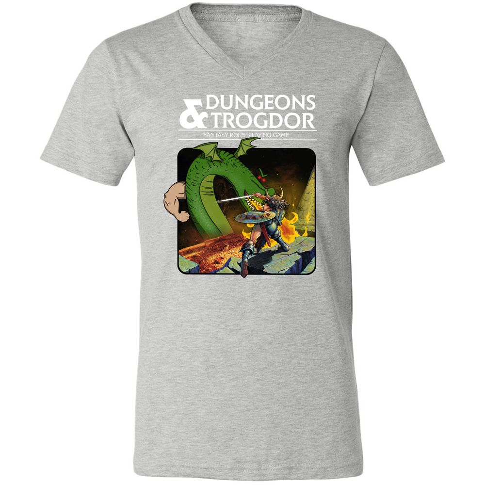 Trogdor Unisex V-Neck T-Shirt - Athletic Heather - 7