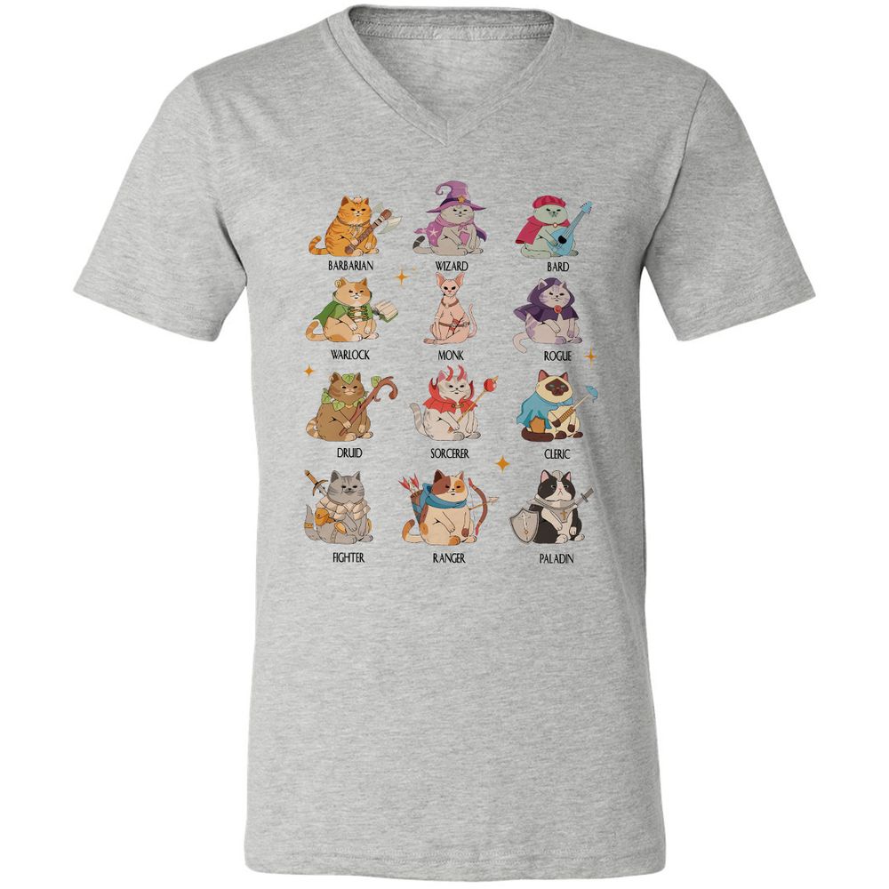 Dungeons And Cats Unisex V-Neck T-Shirt - Athletic Heather - 7