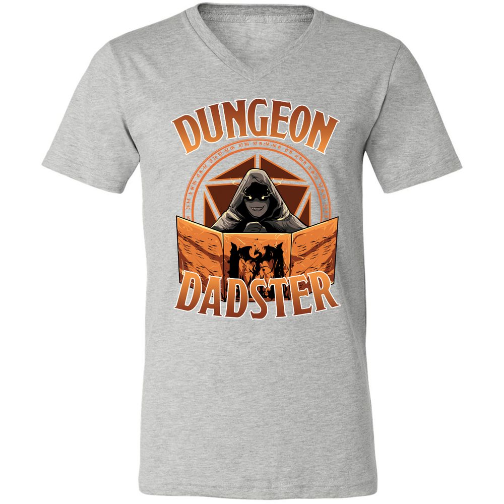 Dungeon Dadster Unisex V-Neck T-Shirt - Athletic Heather - 7