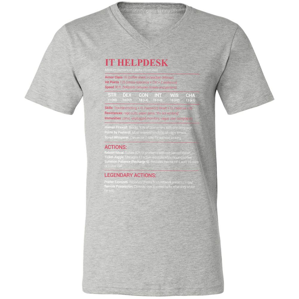 IT Helpdesk Unisex V-Neck T-Shirt - Athletic Heather - 7