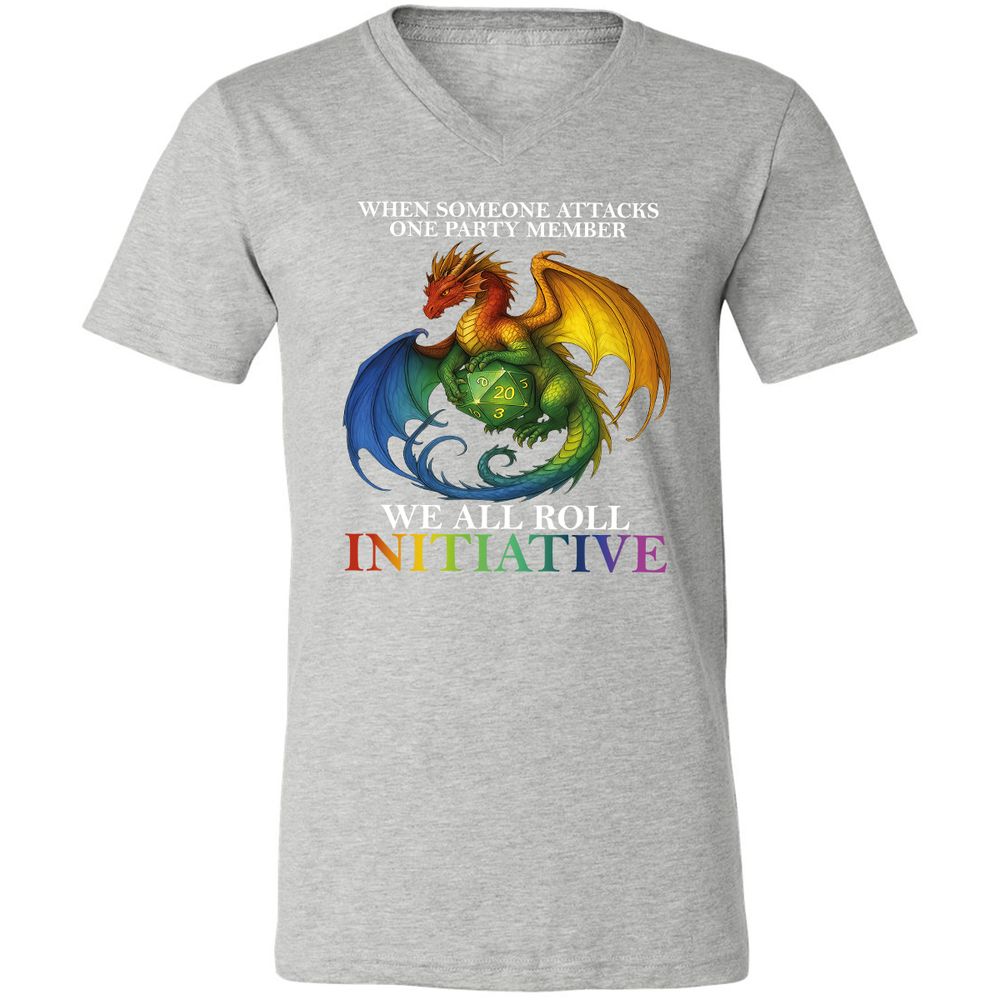 Dragon Roll For Initiative Unisex V-Neck T-Shirt - Athletic Heather - 7