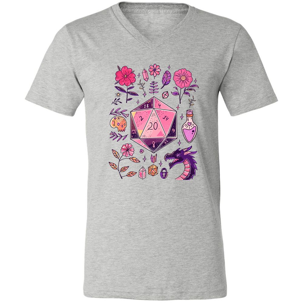 Mystic D20 Floral Dice Art - Athletic Heather - 7