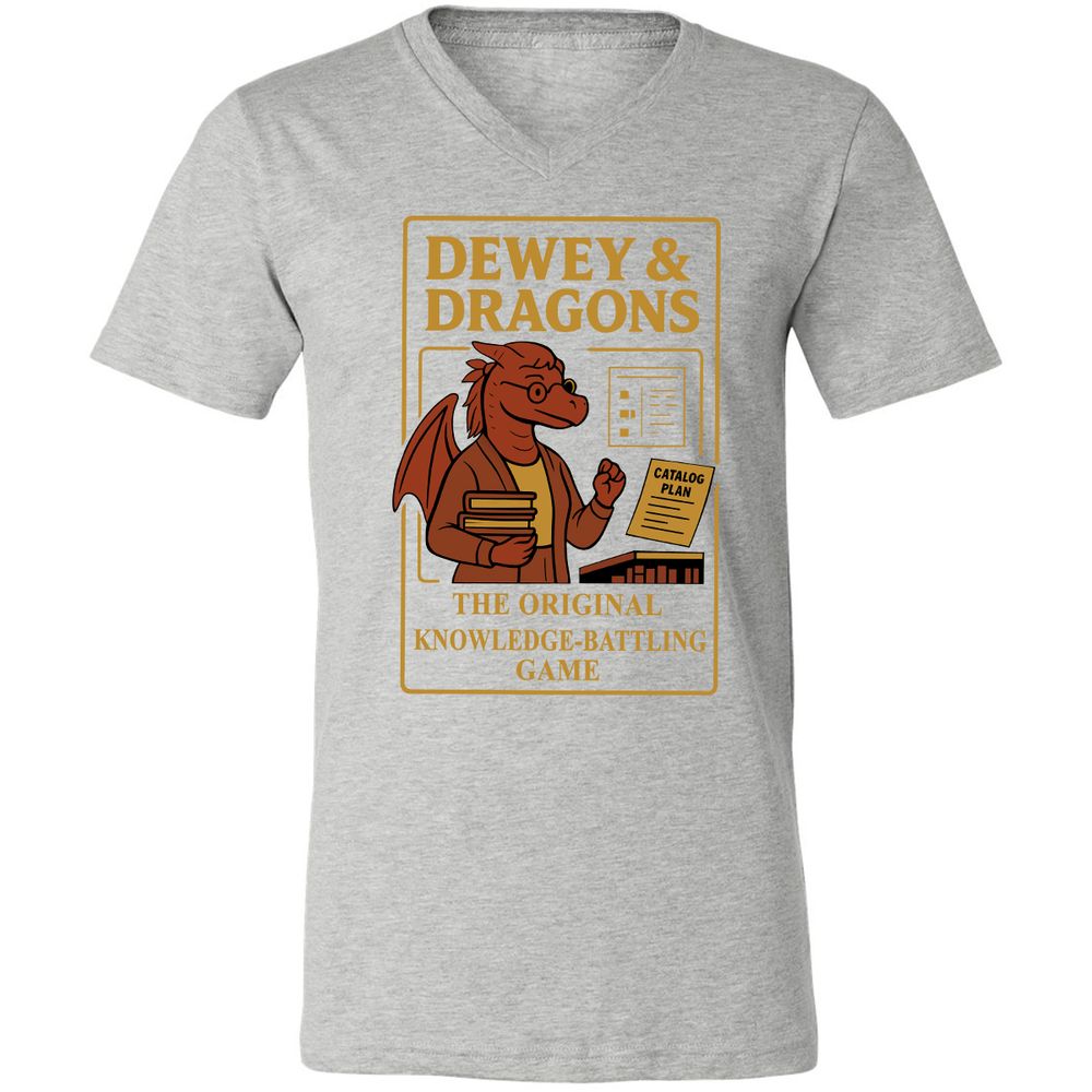 Dewey & Dragons Unisex V-Neck T-Shirt - Athletic Heather - 7
