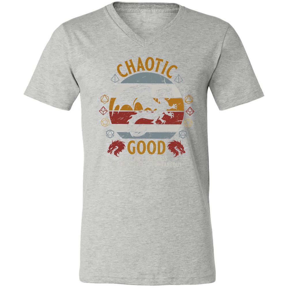 Chaotic Good Unisex V-Neck T-Shirt - Athletic Heather - 7