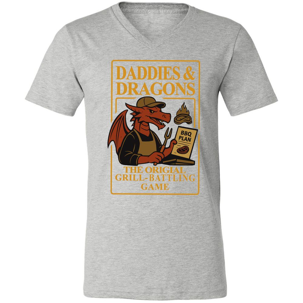 Daddies & Dragons Unisex V-Neck T-Shirt - Athletic Heather - 7