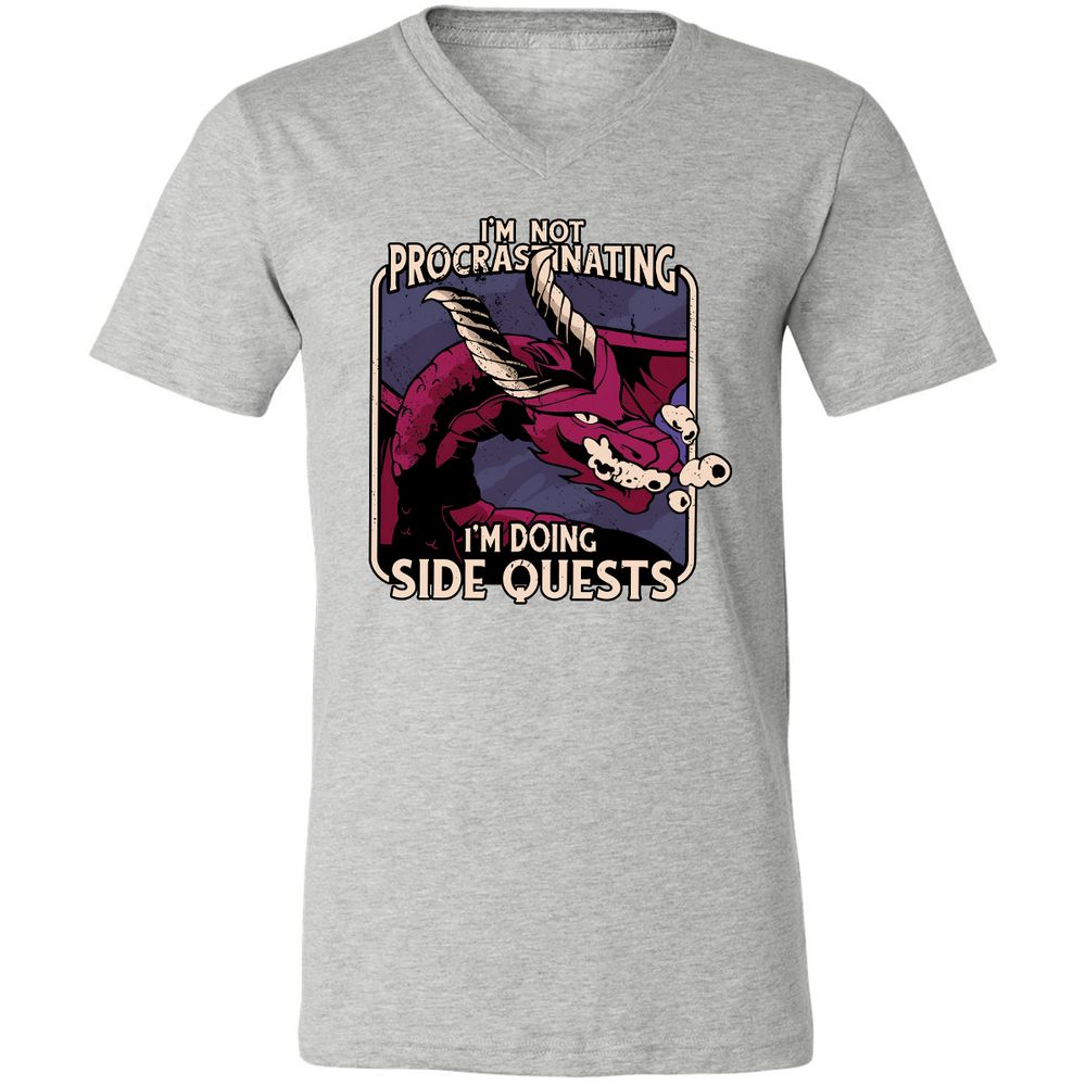 Doing Side Quests Unisex V-Neck T-Shirt - Athletic Heather - 7
