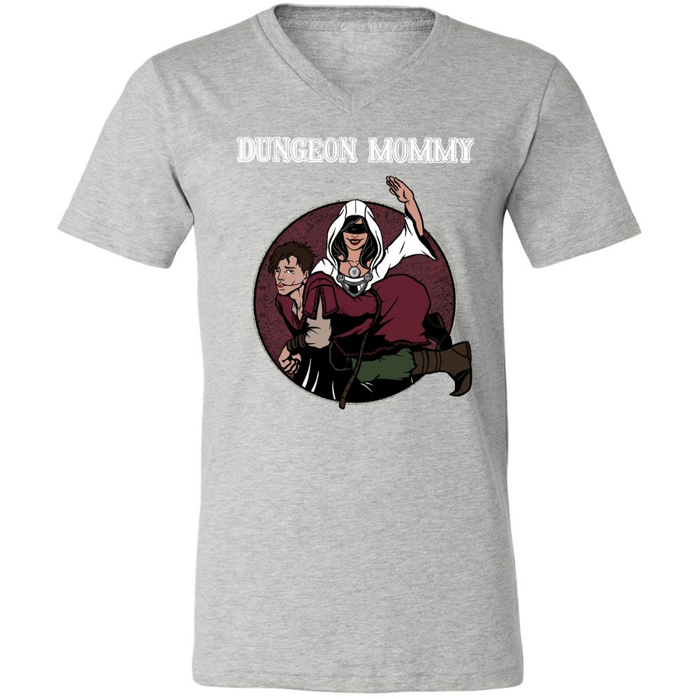 Dominant Dungeon Mommy Unisex V-Neck T-Shirt - Athletic Heather - 7