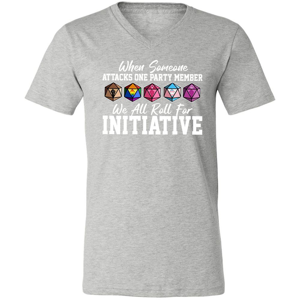 LGBT Roll For Initiative Unisex V-Neck T-Shirt - Athletic Heather - 7