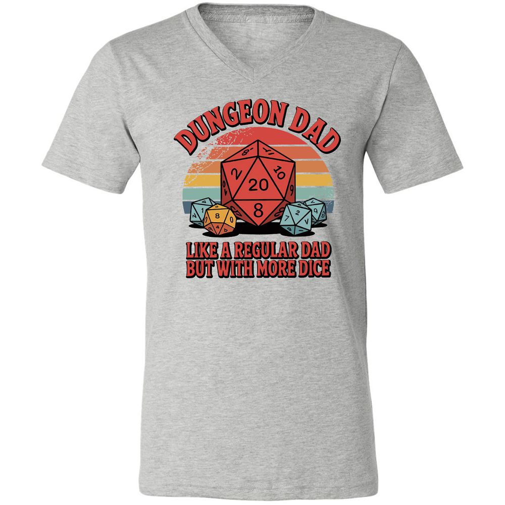 Dungeon Dad With More Dice Unisex V-Neck T-Shirt - Athletic Heather - 7