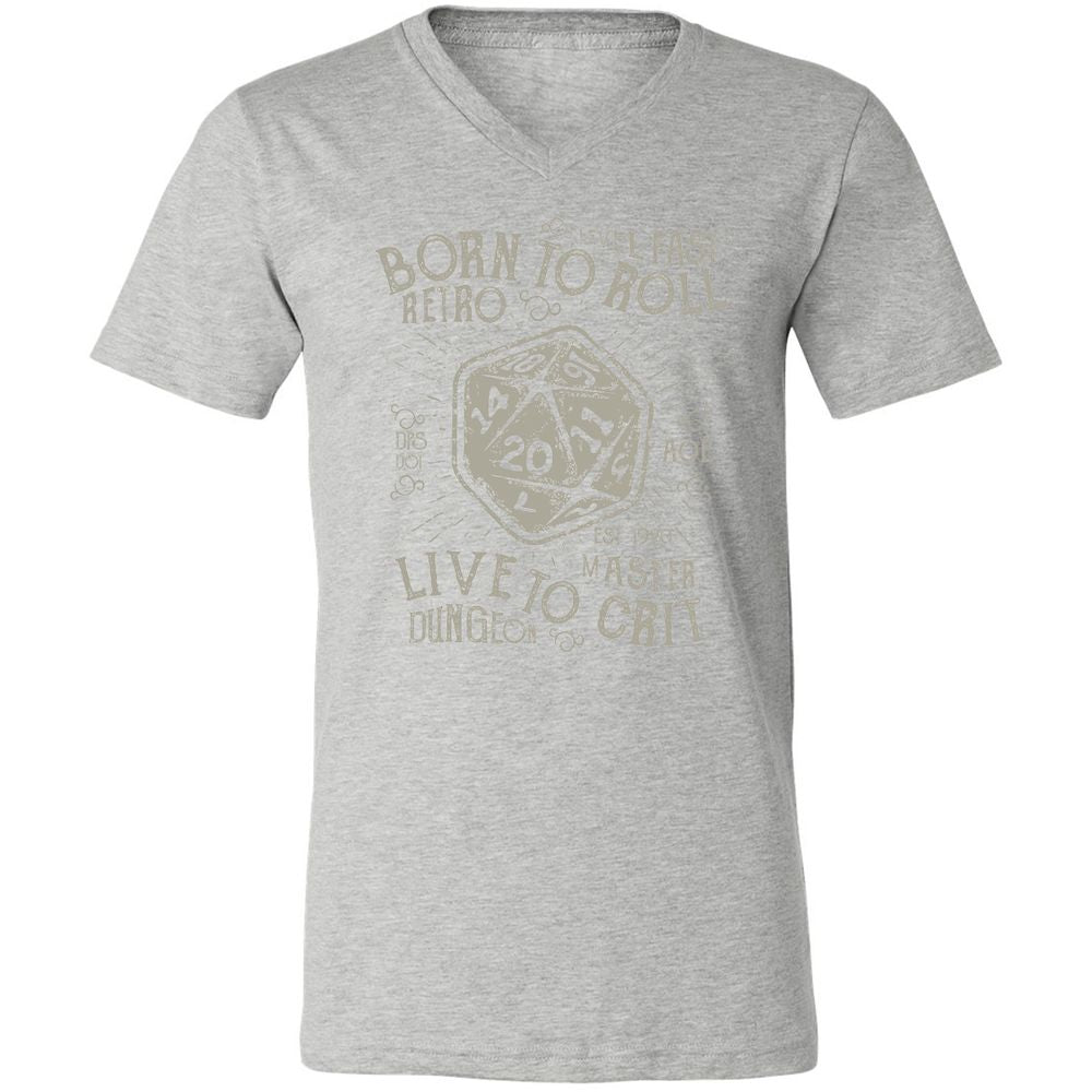 Born To Roll Live To Crit Unisex V-Neck T-Shirt - Athletic Heather - 7