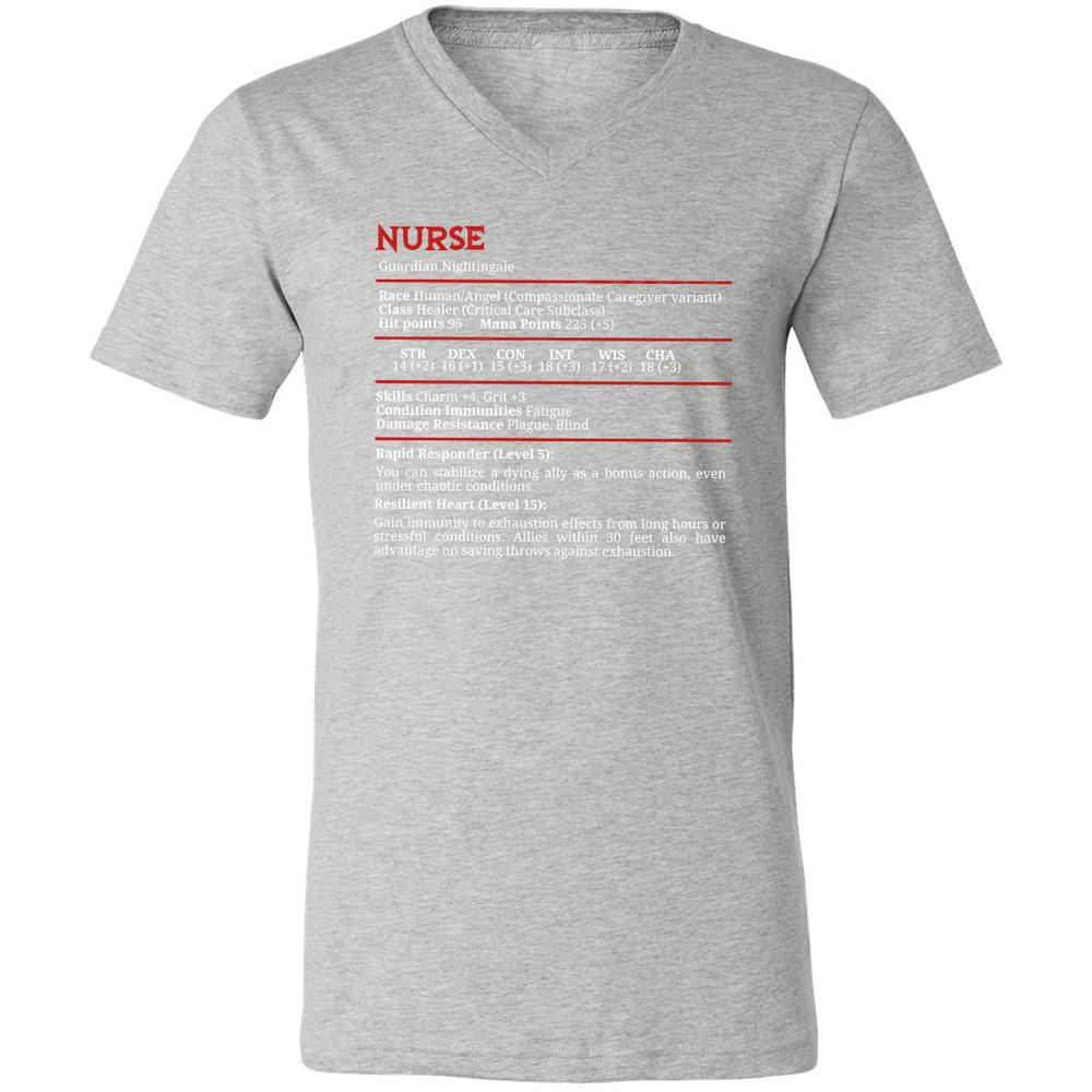 Nurse Stats Unisex V-Neck T-Shirt - Athletic Heather - 7
