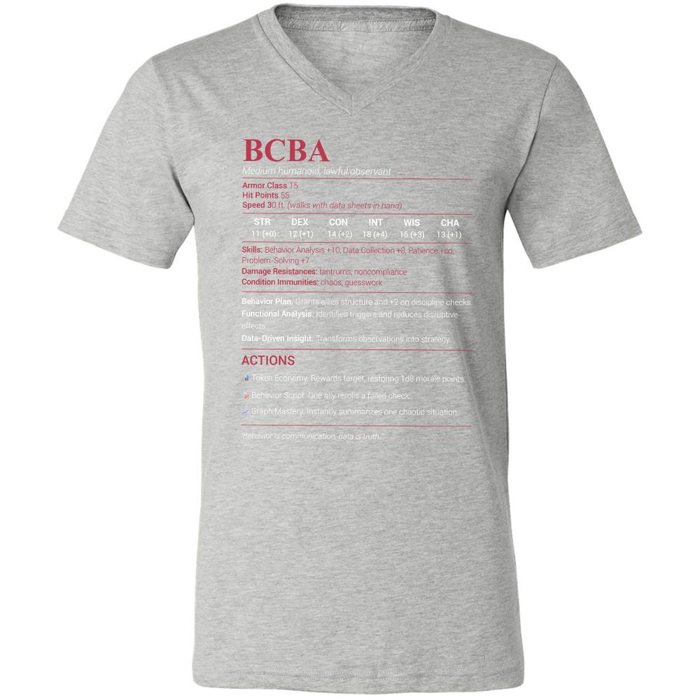 BCBA Unisex V-Neck T-Shirt - Athletic Heather - 7