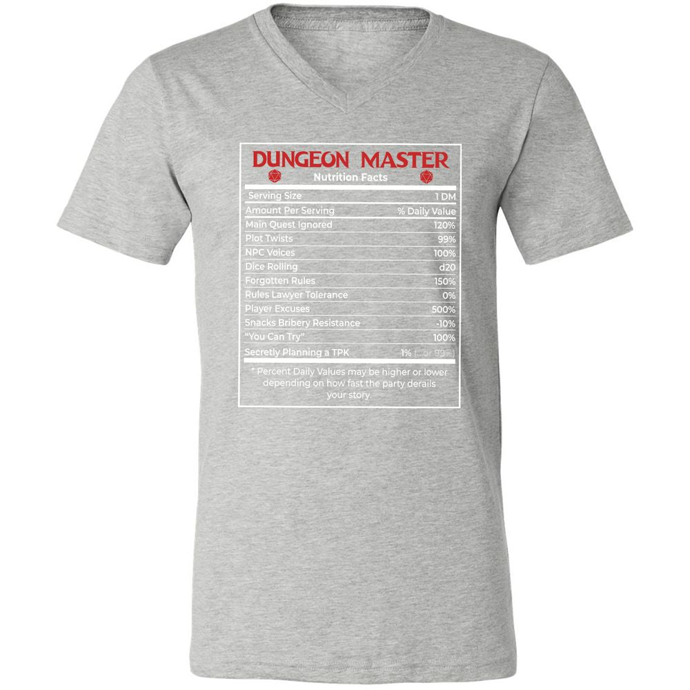 Dungeon Master Nutrition Facts Unisex V-Neck T-Shirt - Athletic Heather - 7